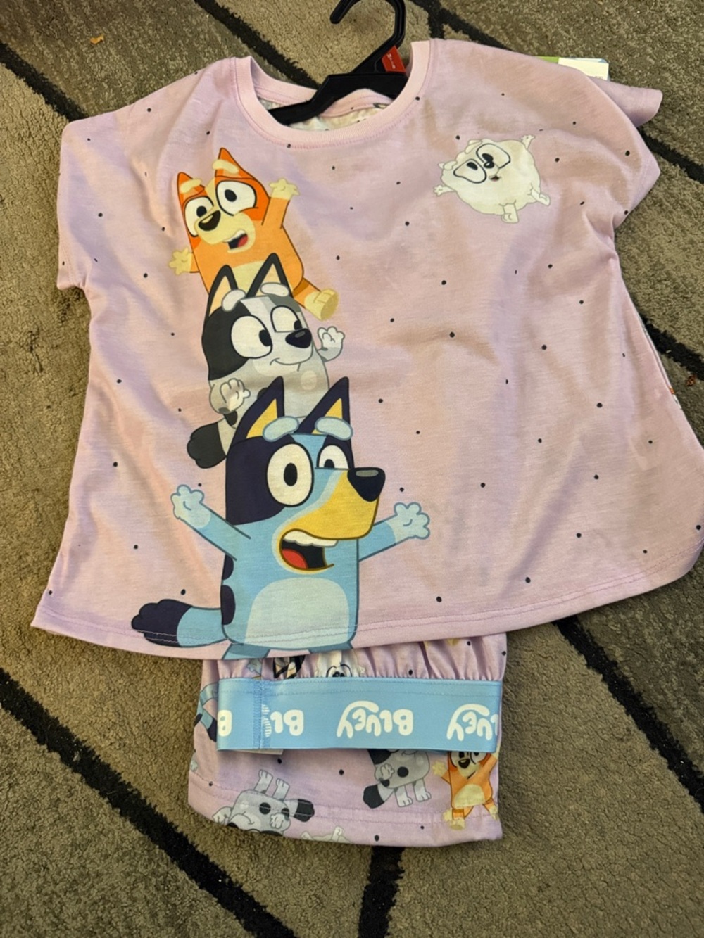 Bluey Lavender Short Sleeve Pajama Set - Lavender, Blue, Orange